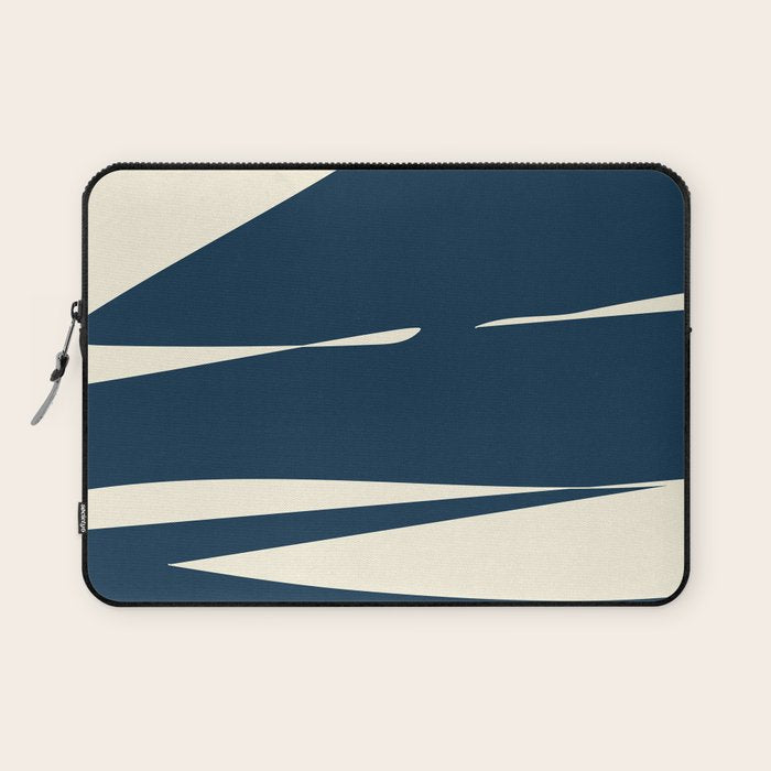 Minimalist Blue & Ivory Abstract Shapes Laptop Sleeve Gallery Image 1