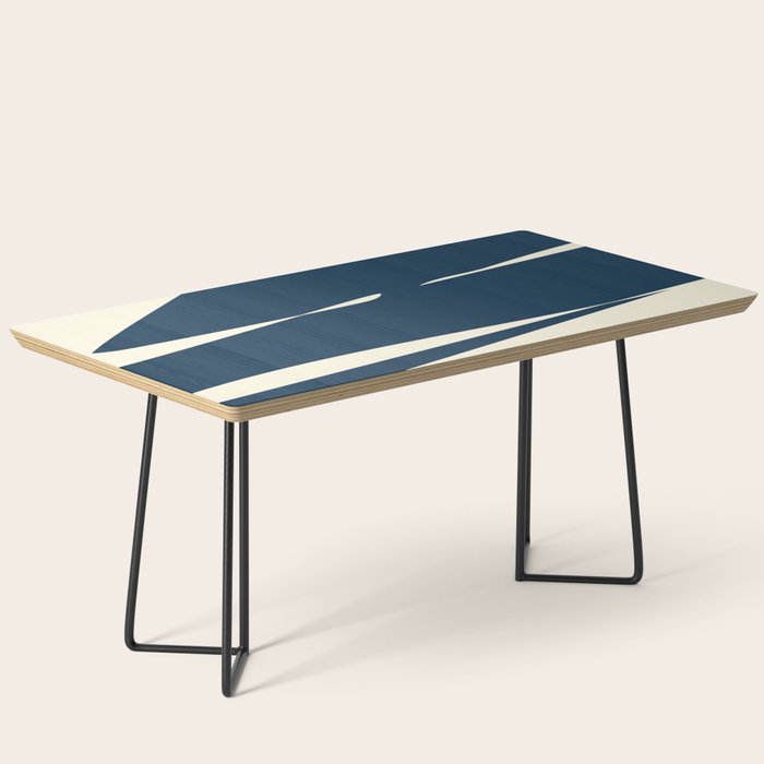 Minimalist Blue & Ivory Abstract Shapes Coffee Table Gallery Image 1