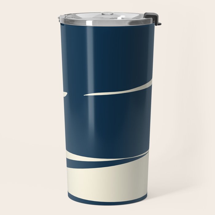 Minimalist Blue & Ivory Abstract Shapes Travel Mug Gallery Image 2