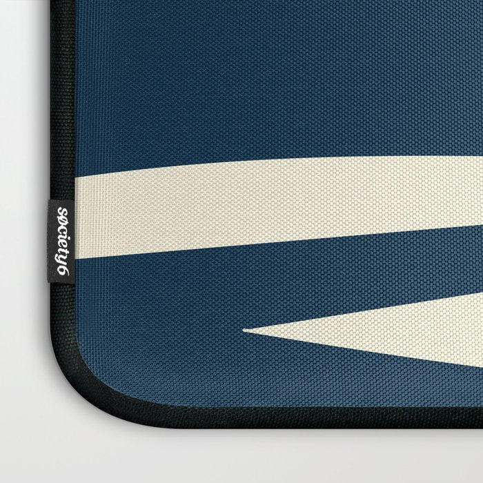 Minimalist Blue & Ivory Abstract Shapes Laptop Sleeve Gallery Image 3