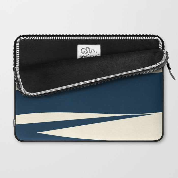 Minimalist Blue & Ivory Abstract Shapes Laptop Sleeve Gallery Image 2