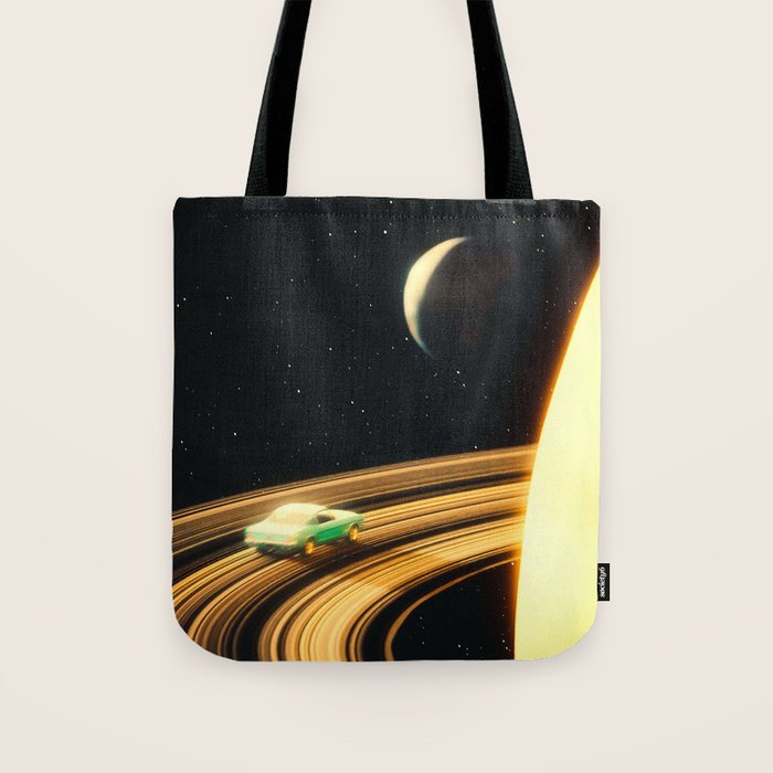 Saturn Highway - A Vintage, Retro-Futuristic Science Fiction Artwork Tote Bag Gallery Image 1