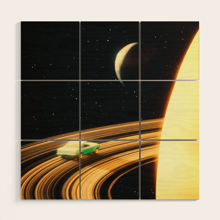 Saturn Highway - A Vintage, Retro-Futuristic Science Fiction Artwork Wood Wall Art Gallery Image 1