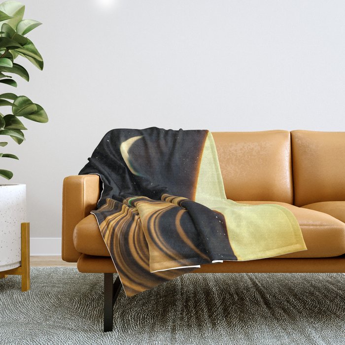 Saturn Highway - A Vintage, Retro-Futuristic Science Fiction Artwork Throw Blanket Gallery Image 1