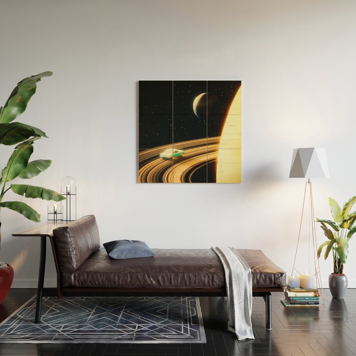 Saturn Highway - A Vintage, Retro-Futuristic Science Fiction Artwork Wood Wall Art Gallery Image 2