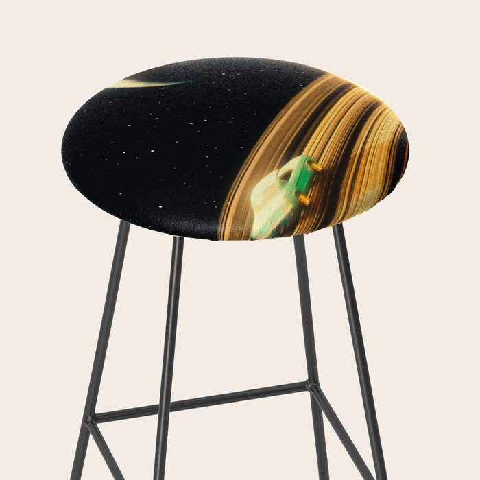 Saturn Highway - A Vintage, Retro-Futuristic Science Fiction Artwork Stool Gallery Image 2