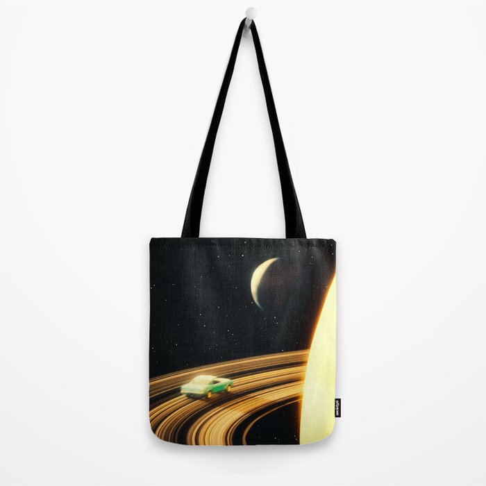 Saturn Highway - A Vintage, Retro-Futuristic Science Fiction Artwork Tote Bag Gallery Image 2