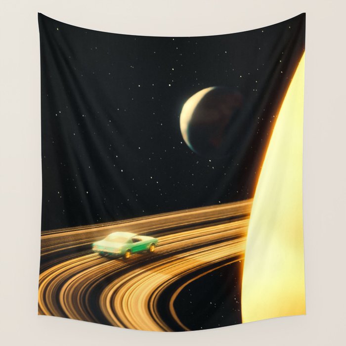 Saturn Highway - A Vintage, Retro-Futuristic Science Fiction Artwork Wall Tapestry Gallery Image 4