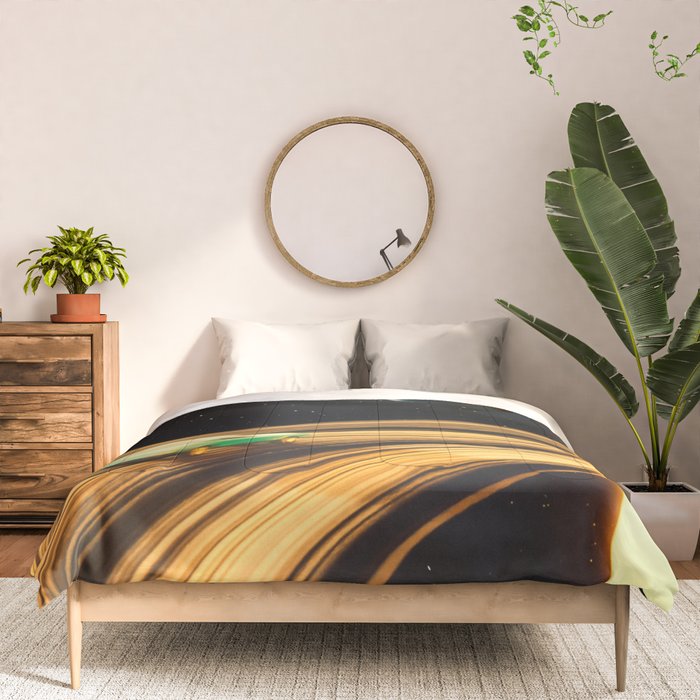 Saturn Highway - A Vintage, Retro-Futuristic Science Fiction Artwork Comforter Gallery Image 3