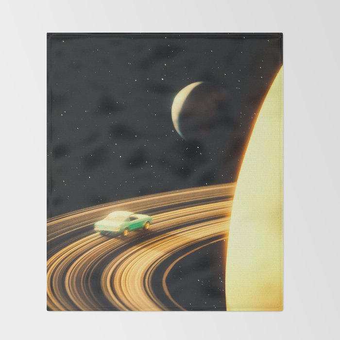 Saturn Highway - A Vintage, Retro-Futuristic Science Fiction Artwork Throw Blanket Gallery Image 2