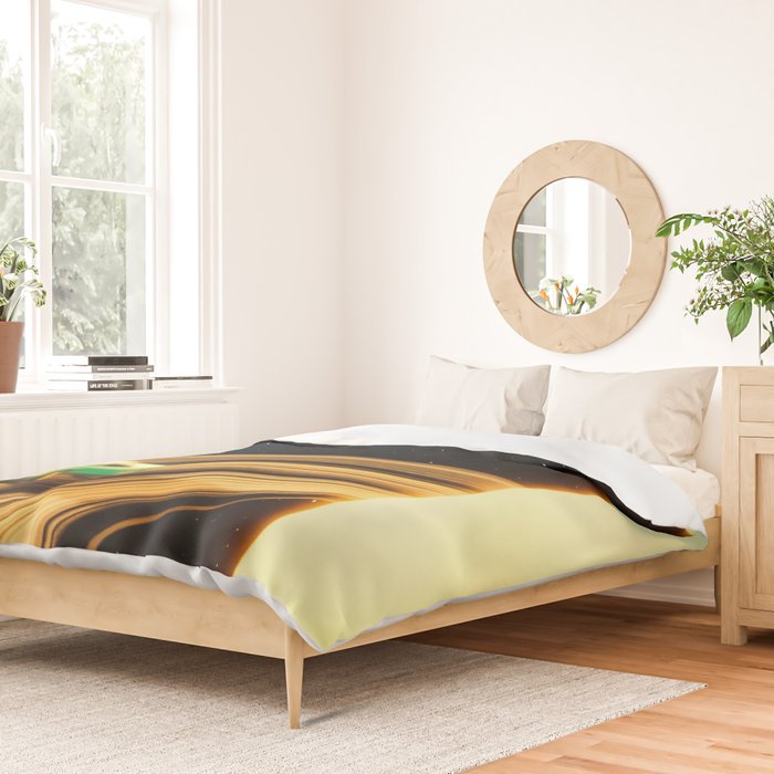 Saturn Highway - A Vintage, Retro-Futuristic Science Fiction Artwork Duvet Cover Gallery Image 2
