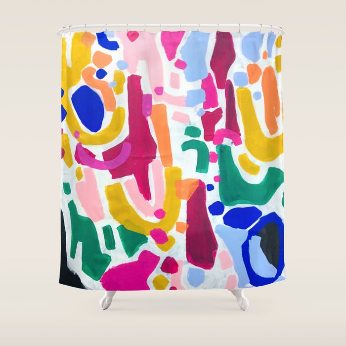 Candy In The Milky Way Galaxy 2 Original Painting by Ejaaz Haniff Acrylic Painting Abstract Art Shapes Pattern Fun Colorful Shapes Shower Curtain Gallery Image 1