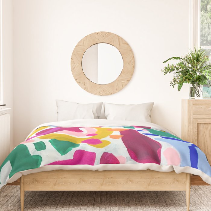Candy In The Milky Way Galaxy 2 Original Painting by Ejaaz Haniff Acrylic Painting Abstract Art Shapes Pattern Fun Colorful Shapes Duvet Cover Gallery Image 3