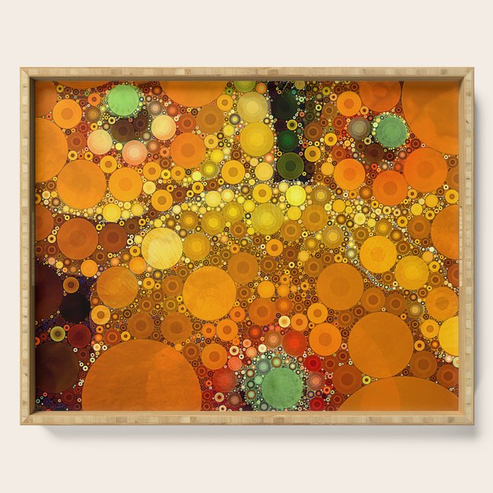 Sunset Poppies - abstract geometric pattern design Serving Tray Gallery Image 1