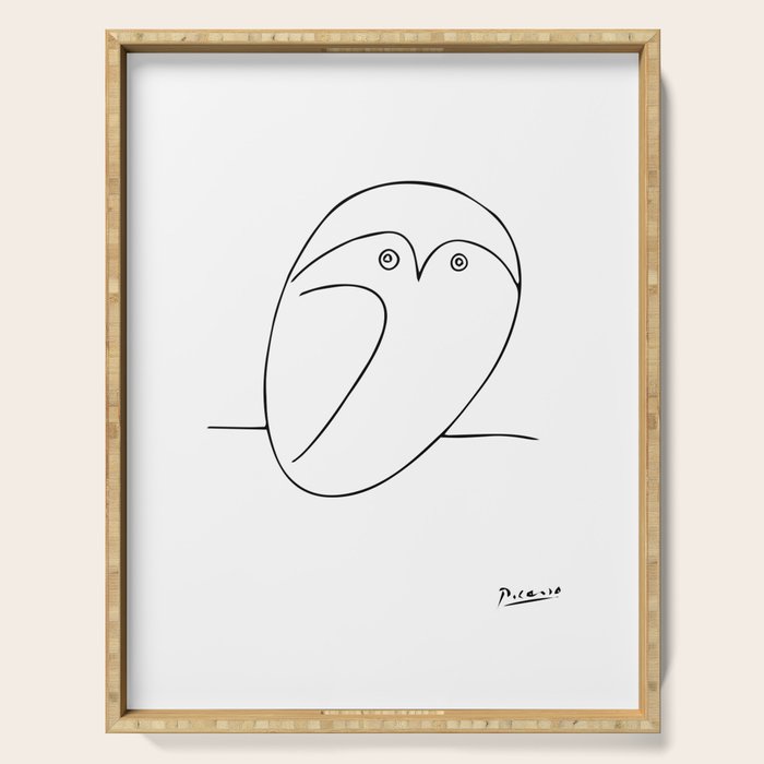 The Owl, Pablo PIcasso sketch drawing, line Design Serving Tray Gallery Image 1