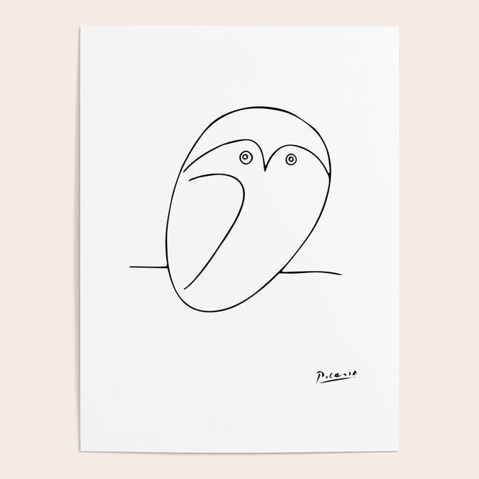 The Owl, Pablo PIcasso sketch drawing, line Design Poster Gallery Image 1