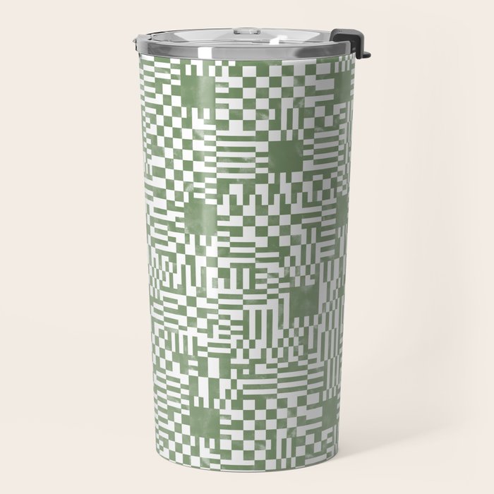 Green Op Art Vibes Travel Mug Gallery Image 2