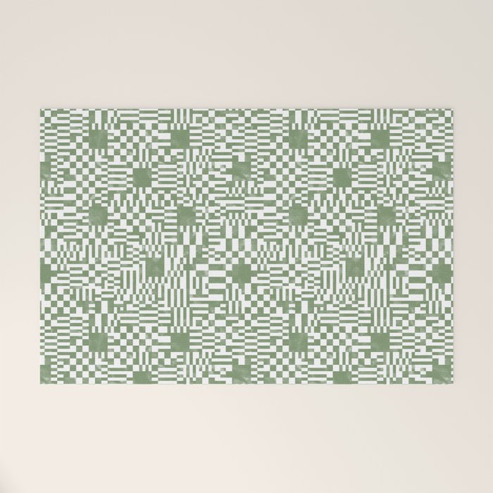 Green Op Art Vibes Welcome Mat Gallery Image 1