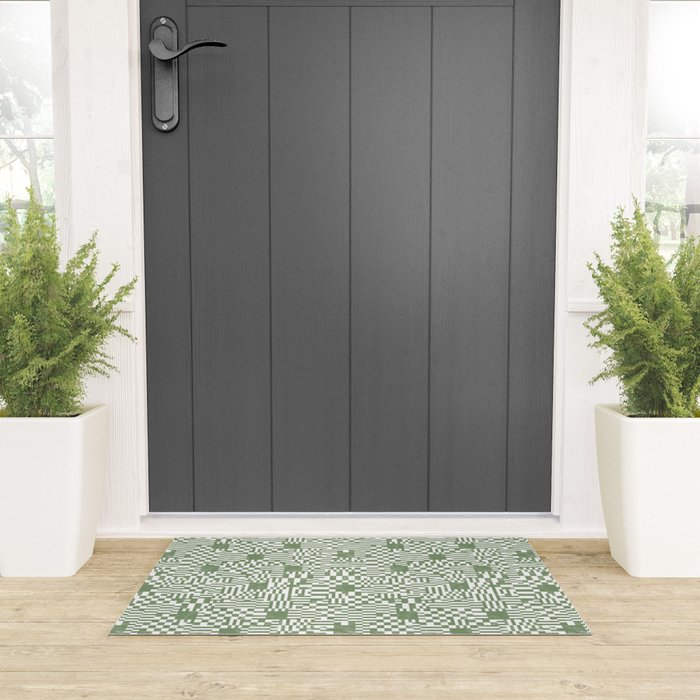 Green Op Art Vibes Welcome Mat Gallery Image 3