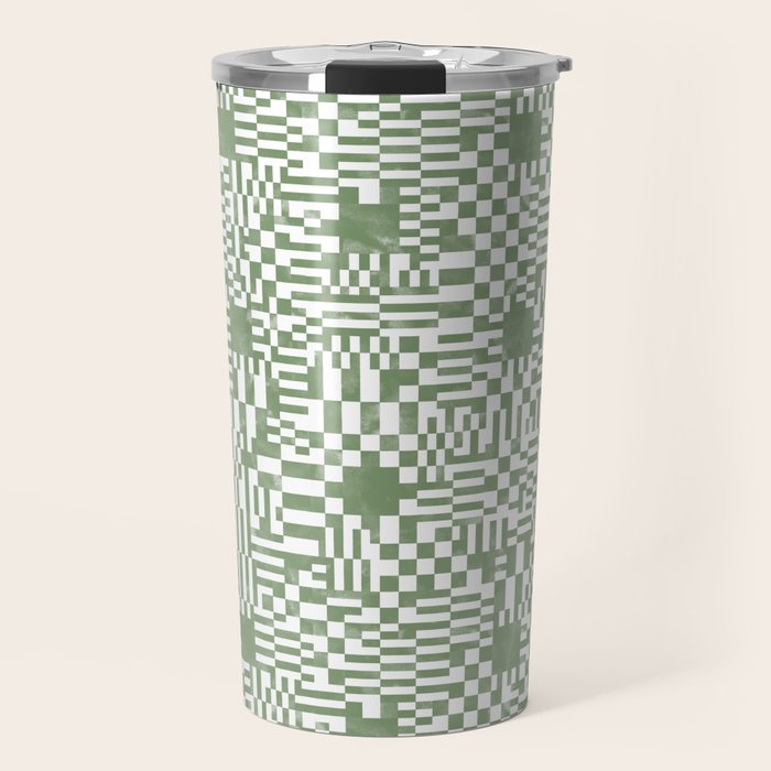 Green Op Art Vibes Travel Mug Gallery Image 1