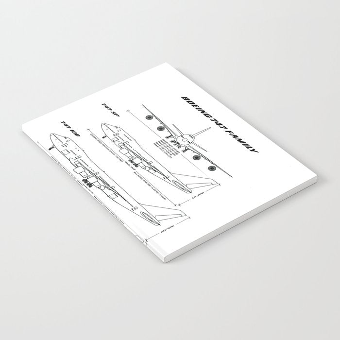 Boeing 747 Family Blueprint in High Resolution (white) Notebook Gallery Image 2