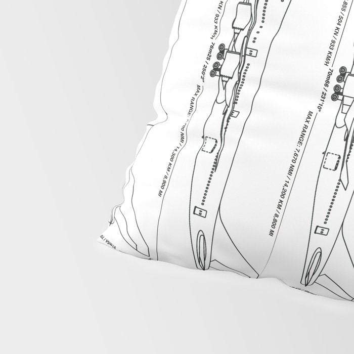 Boeing 747 Family Blueprint in High Resolution (white) Pillow Sham Gallery Image 4