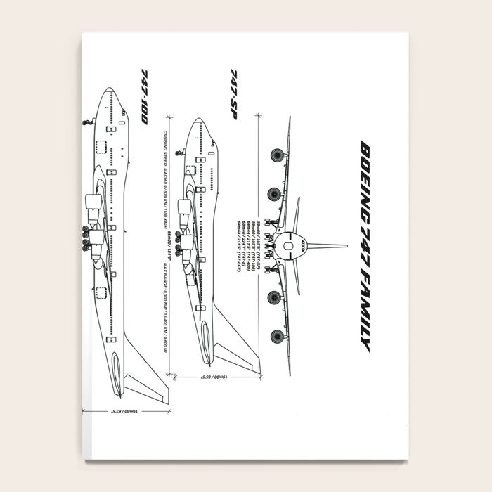 Boeing 747 Family Blueprint in High Resolution (white) Notebook Gallery Image 4