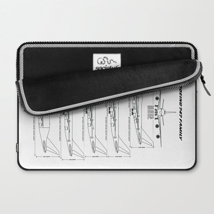 Boeing 747 Family Blueprint in High Resolution (white) Laptop Sleeve Gallery Image 2