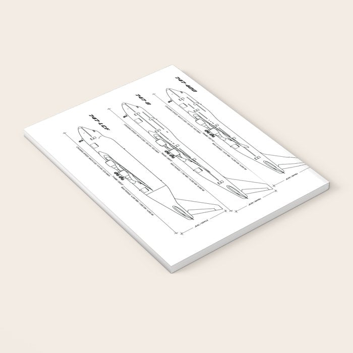 Boeing 747 Family Blueprint in High Resolution (white) Notebook Gallery Image 3