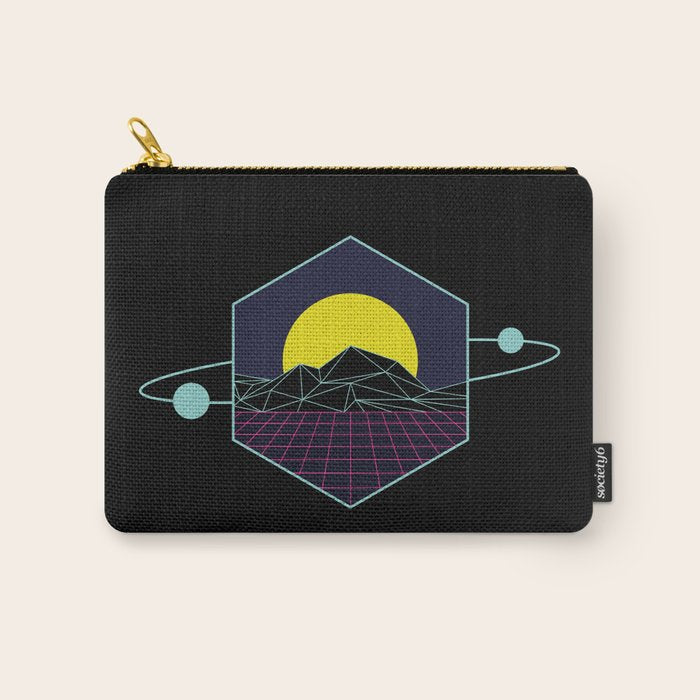 Outrun to the Sun / Spacewave / 80s Retro Carry All Pouch Gallery Image 1