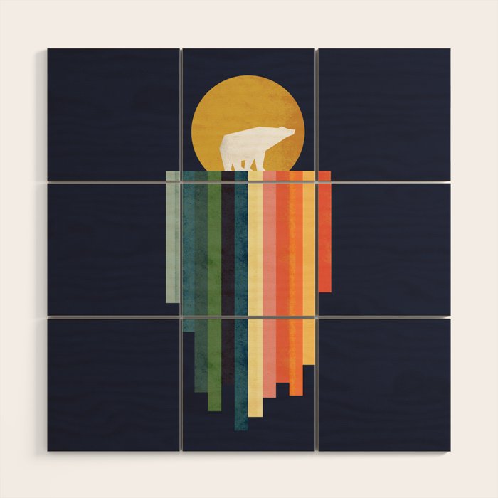 Polar bear on ice cream Wood Wall Art Gallery Image 1