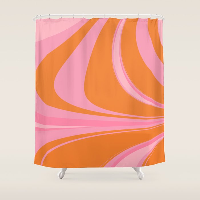 Groovy Color in Pink and Orange Shower Curtain Gallery Image 1