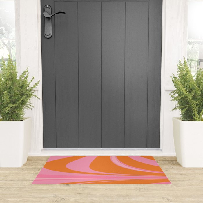 Groovy Color in Pink and Orange Welcome Mat Gallery Image 3