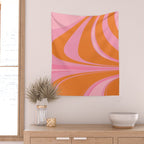 Groovy Color in Pink and Orange Wall Tapestry Gallery Image 2