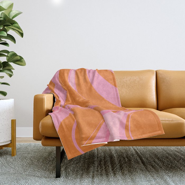 Groovy Color in Pink and Orange Throw Blanket Gallery Image 1