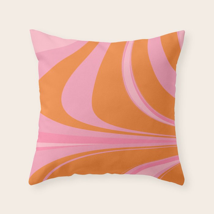 Groovy Color in Pink and Orange Throw Pillow Gallery Image 6