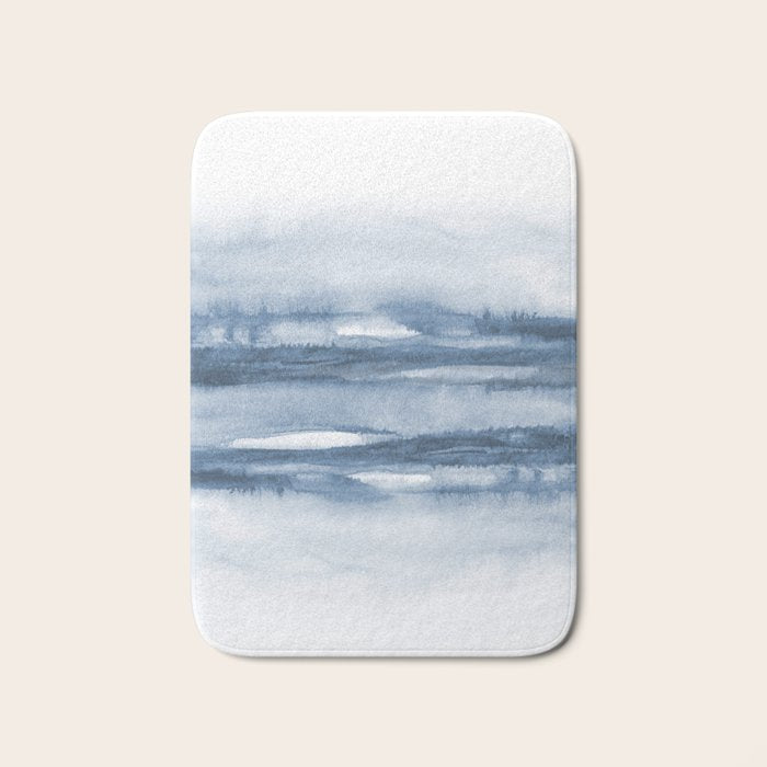 Indigo Clouds, Blue Abstract Art Bath Mat Gallery Image 1