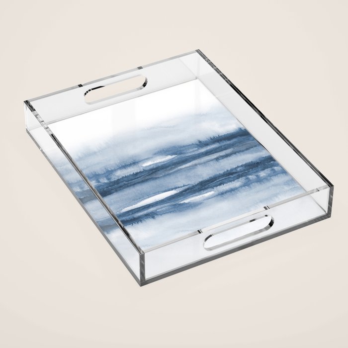 Indigo Clouds, Blue Abstract Art Acrylic Tray Gallery Image 1