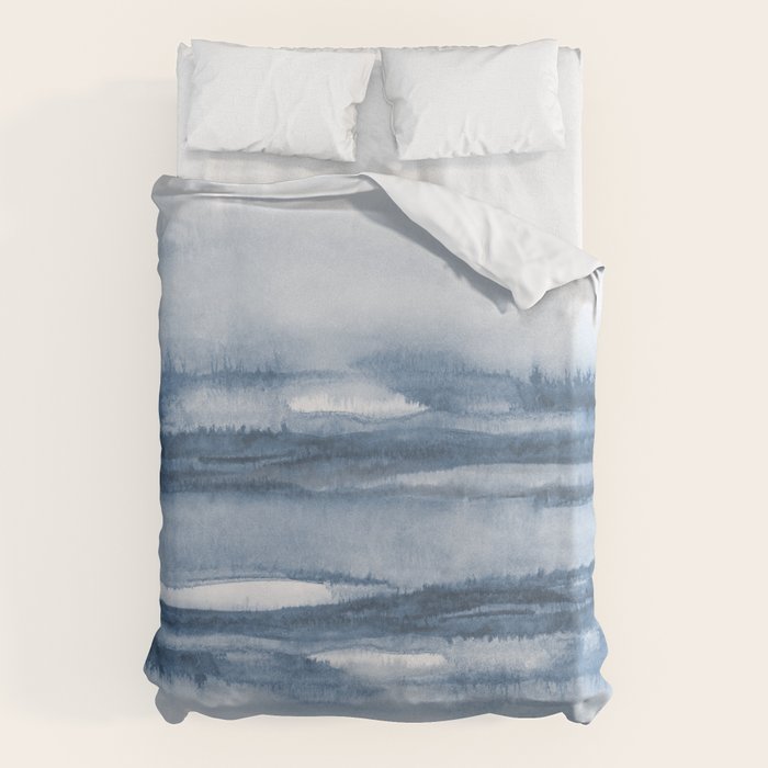Indigo Clouds, Blue Abstract Art Duvet Cover Gallery Image 6
