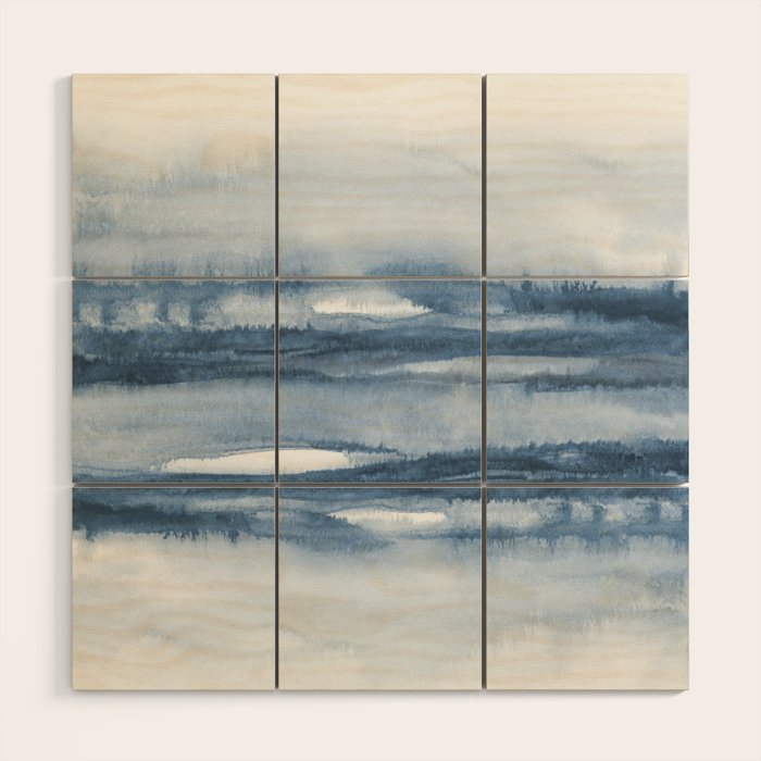 Indigo Clouds, Blue Abstract Art Wood Wall Art Gallery Image 1