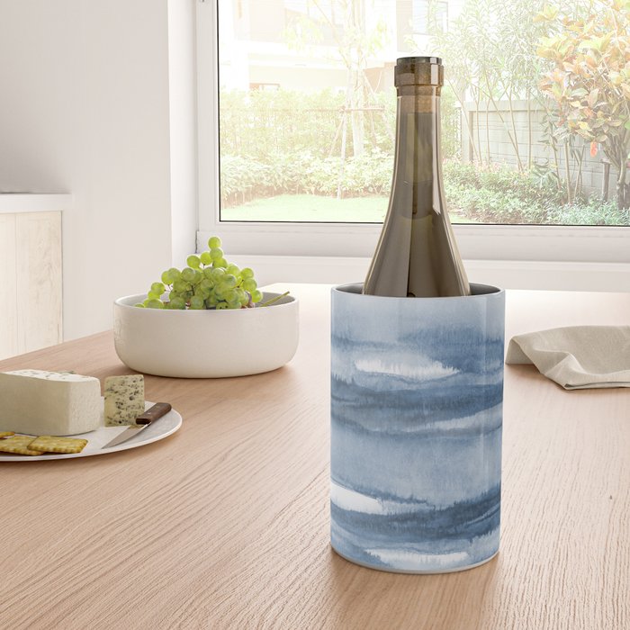 Indigo Clouds, Blue Abstract Art Wine Chiller Gallery Image 4