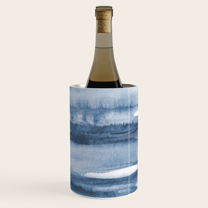 Indigo Clouds, Blue Abstract Art Wine Chiller Gallery Image 2