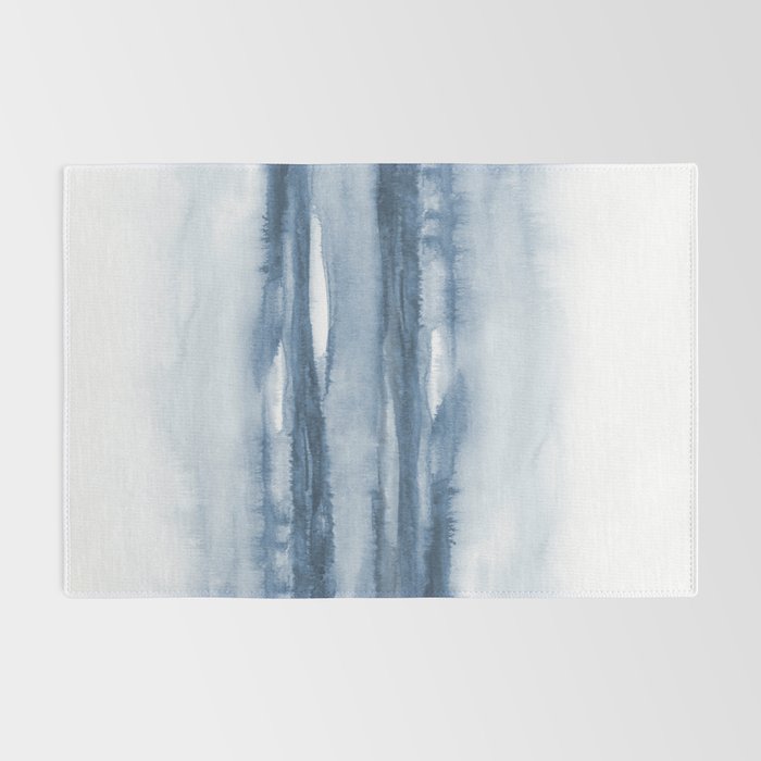 Indigo Clouds, Blue Abstract Art Rug Gallery Image 2
