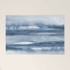Indigo Clouds, Blue Abstract Art Welcome Mat Gallery Image 1
