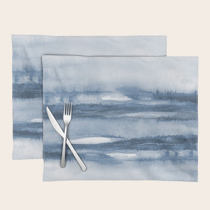 Indigo Clouds, Blue Abstract Art Placemat Gallery Image 1
