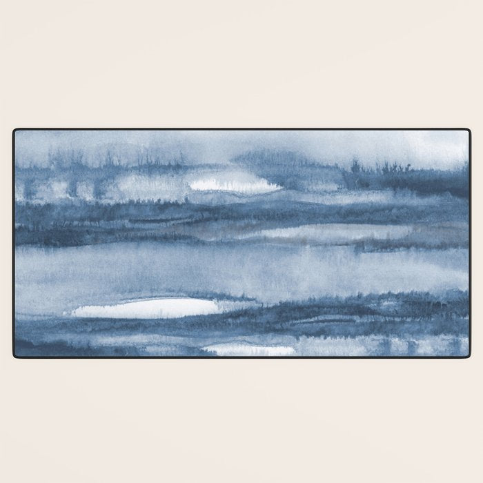 Indigo Clouds, Blue Abstract Art Desk Mat Gallery Image 3