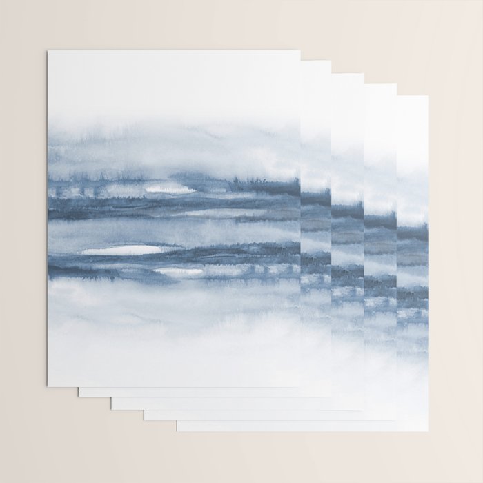 Indigo Clouds, Blue Abstract Art Wrapping Paper Gallery Image 3