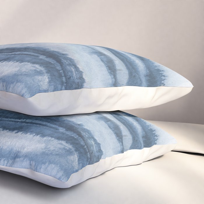 Indigo Clouds, Blue Abstract Art Pillow Sham Gallery Image 3