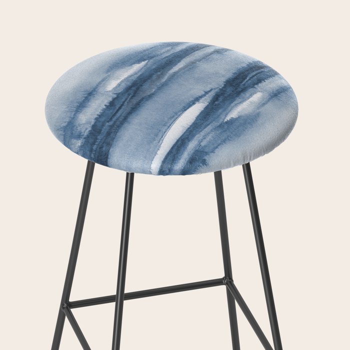 Indigo Clouds, Blue Abstract Art Stool Gallery Image 2