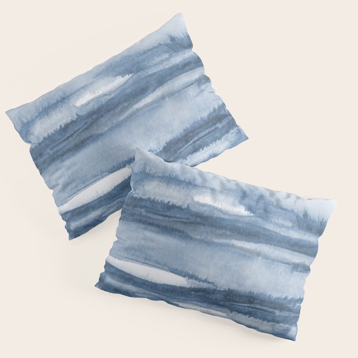 Indigo Clouds, Blue Abstract Art Pillow Sham Gallery Image 3